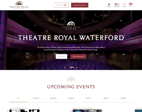 This is an image of the front page of the website I have designed for the Theatre Royal Waterford.